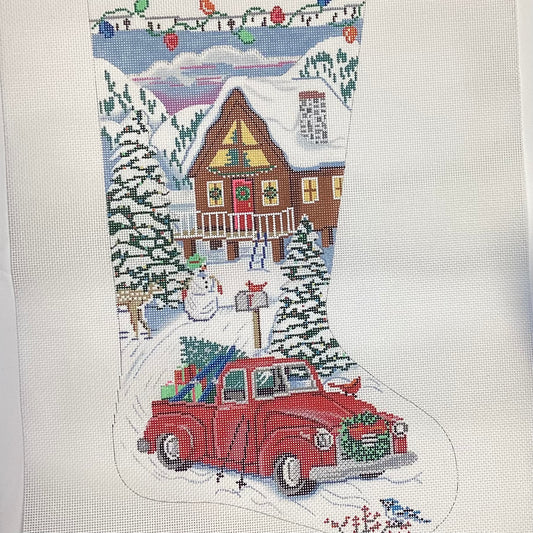 Elk Village Santa Needlepoint Christmas Stocking – The Well