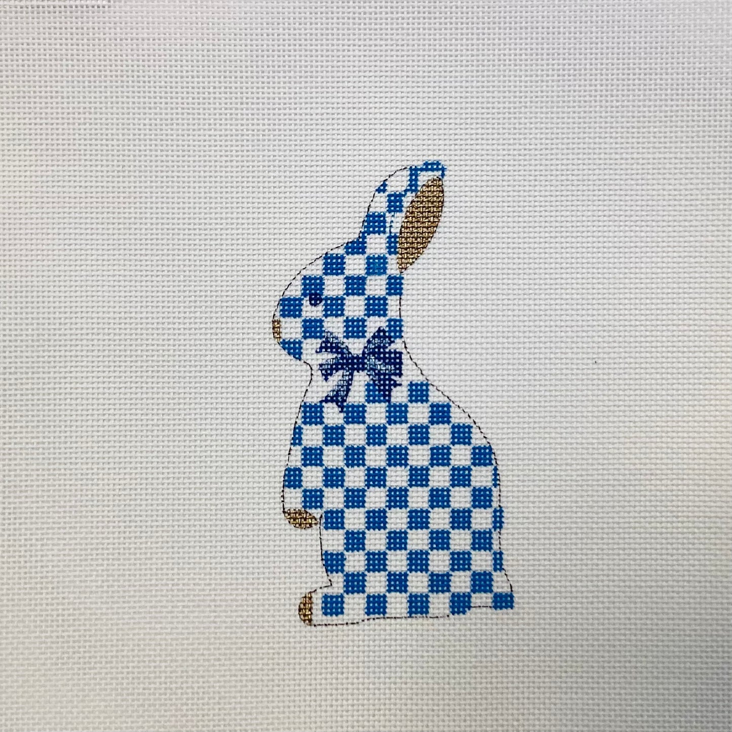 Standup Bunny Blue White Check