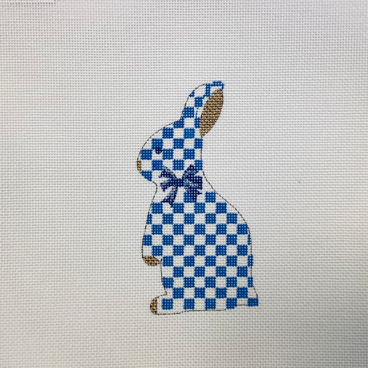 Standup Bunny Blue White Check