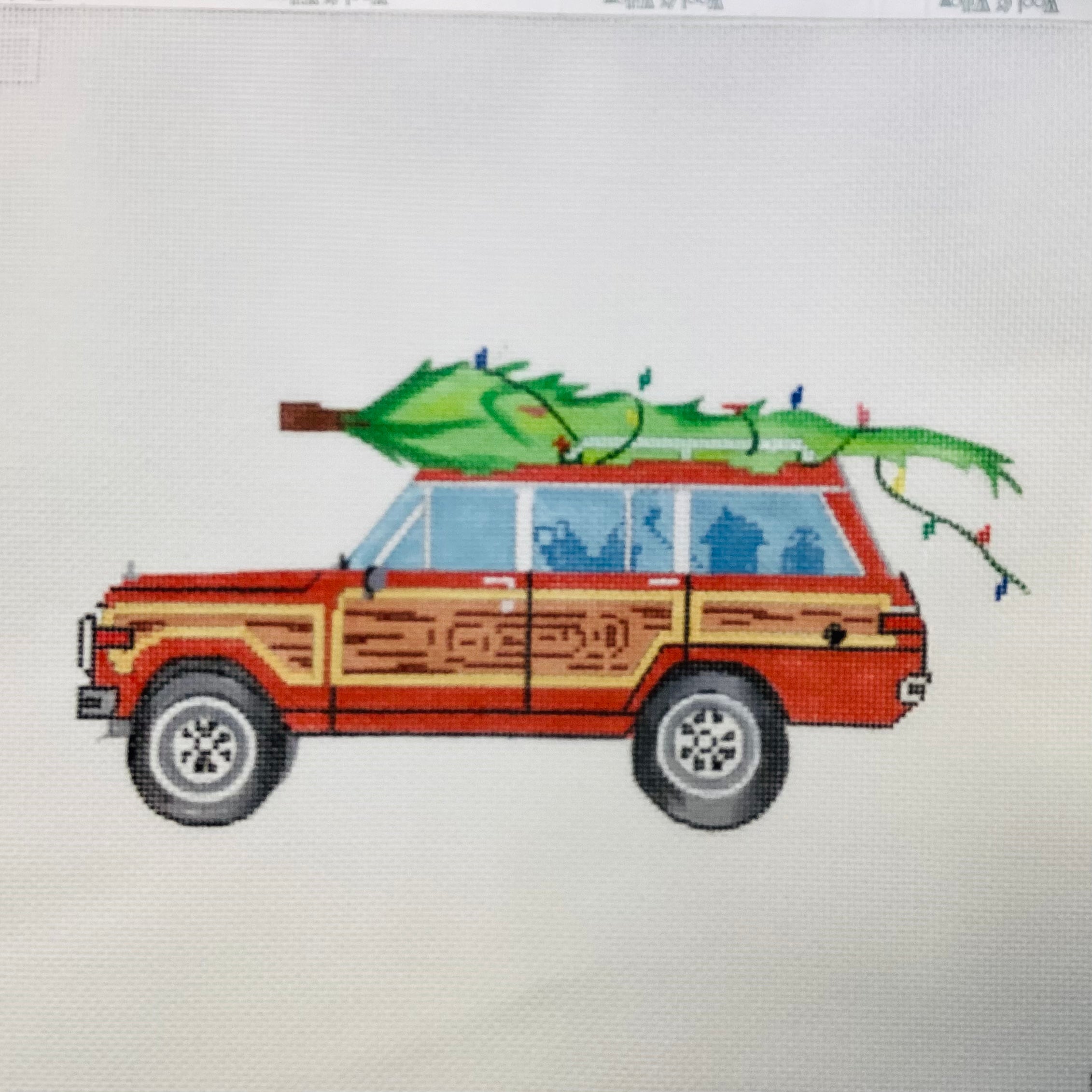 Tree Topped Wagoneer Wool and Willow Needlepoint