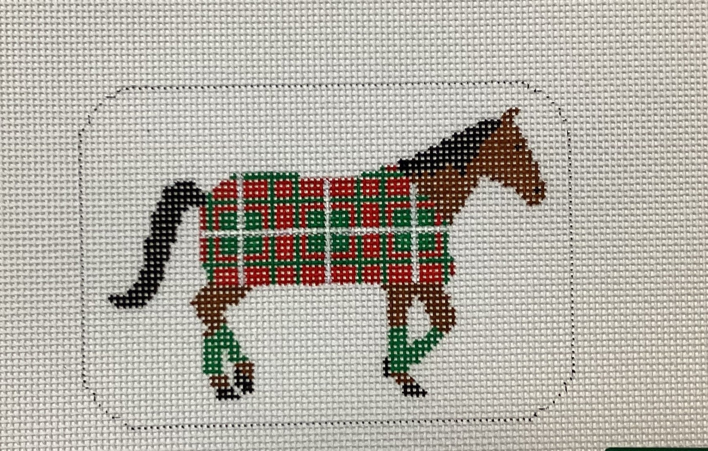Horse in Christmas Blanket