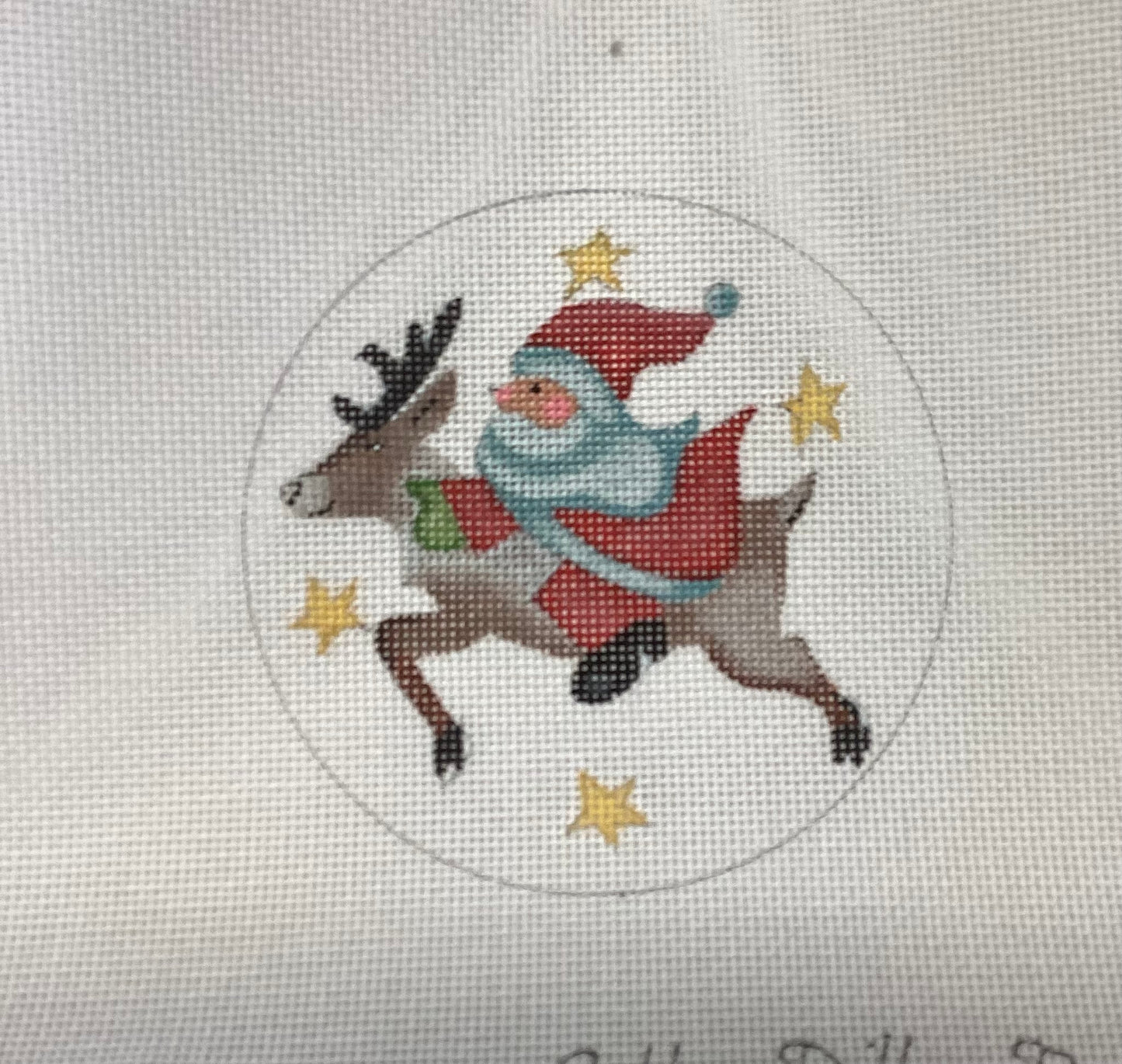 Santa Flying on Reindeer Ornament