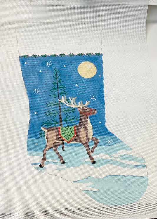 Moonlit Reindeer Stocking