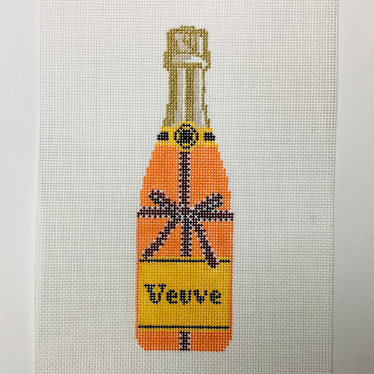 Veuve bottle- Orange Bow Needlepoint Canvas