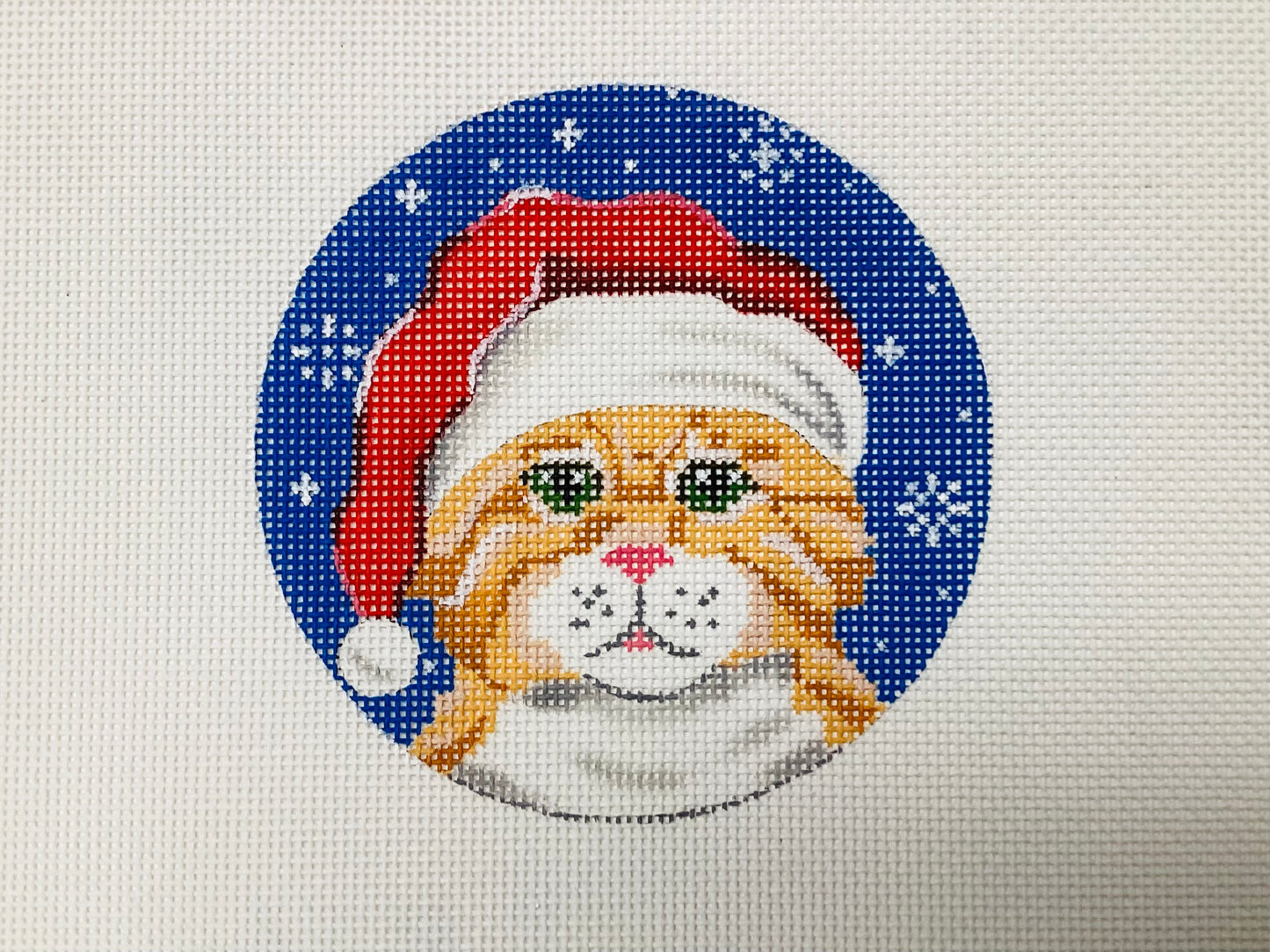 Orange Tabby Santa Round
