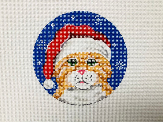 Orange Tabby Santa Round