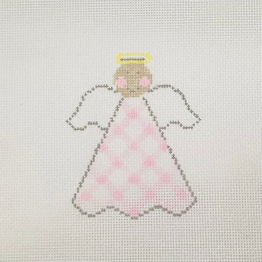 Pink Gingham Pottery Angel