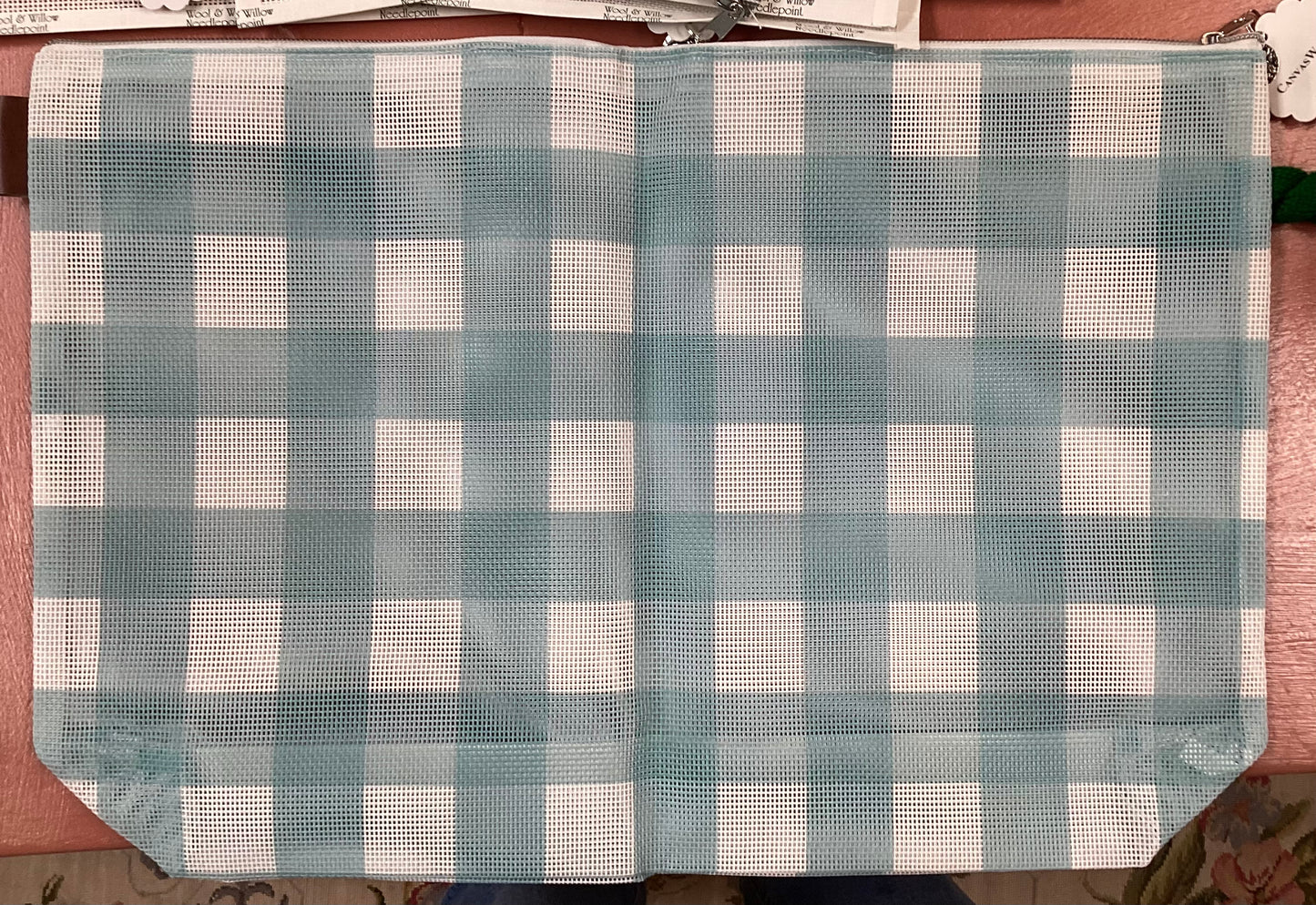 Blue and White Plaid Bag