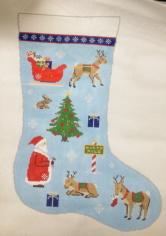 Reindeer Games Needlepoint Stocking