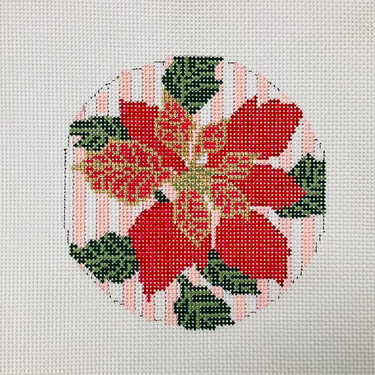 Poinsettia Round Needlepoint Canvas.