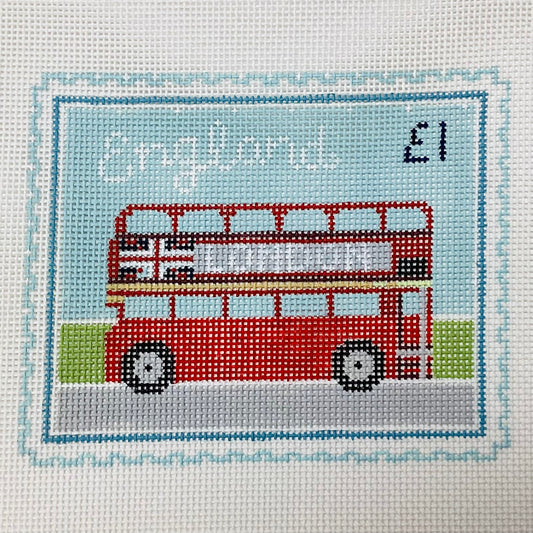 Double Decker Bus Stamp Needlepoint Canvas