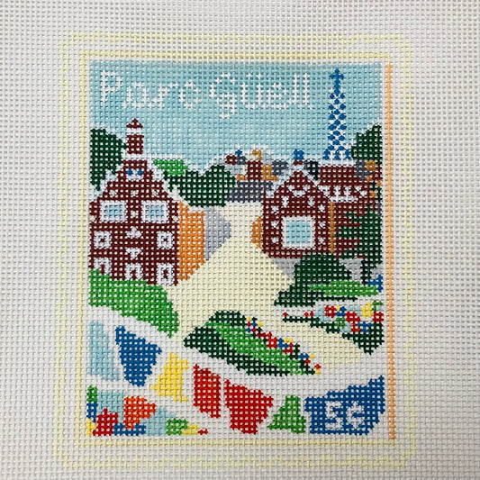 Barcelona Stamp Needlepoint Canvas