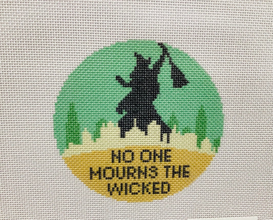 Witch on Green Printed Canvas