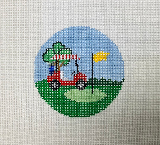 Golf Cart with yellow flag