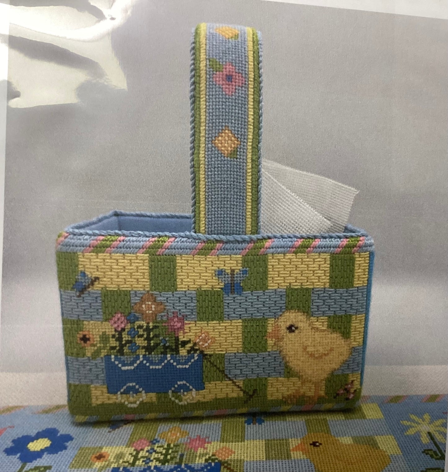 Spring Basket with Chicks and Bunnies (2 canvases) with stitch guide