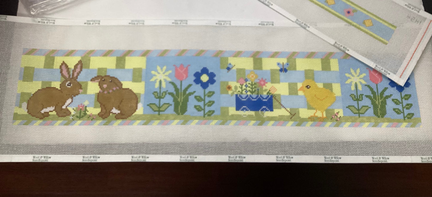 Spring Basket with Chicks and Bunnies (2 canvases) with stitch guide