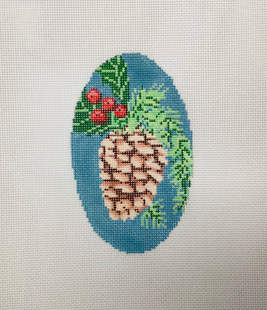 Pinecone Oval Needlepoint