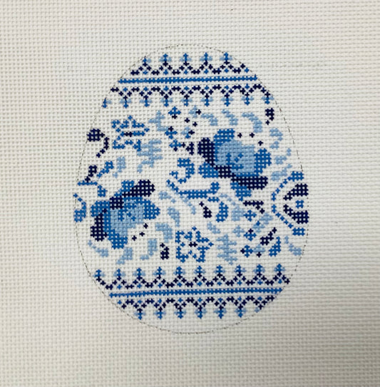 Blue Chinoiserie Egg Needlepoint