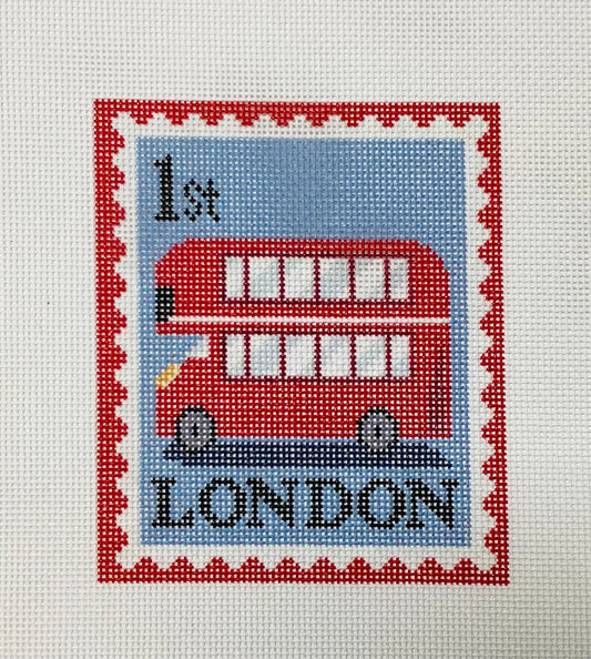 London Double Deck Bus Stamp Needlepoint