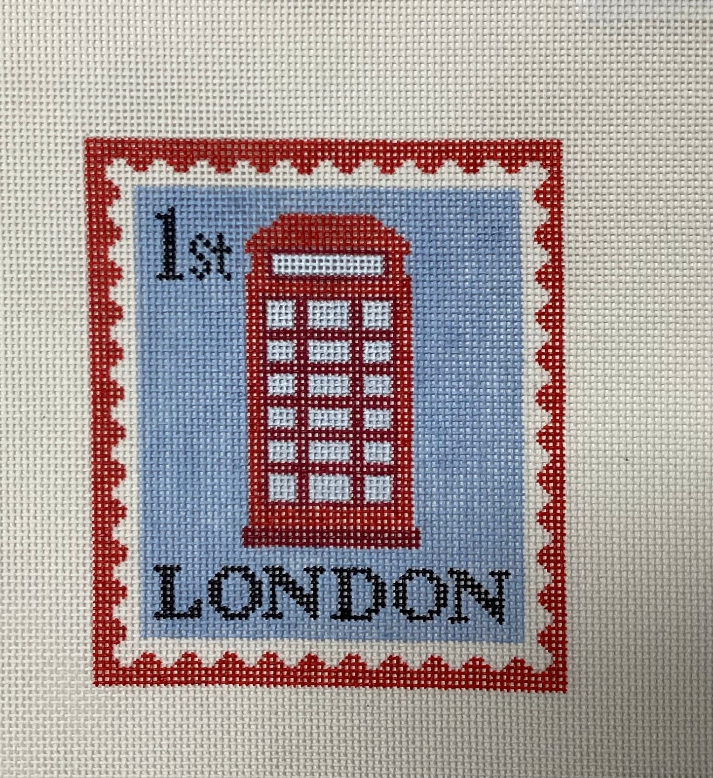 London Phone Booth Stamp Needlepoint