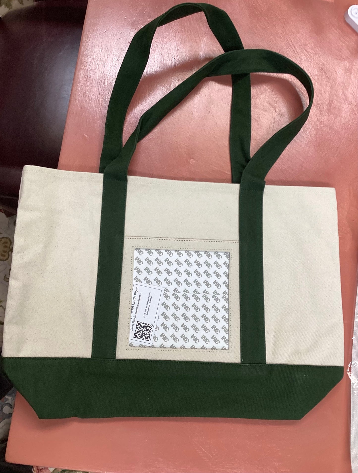 Large Tote Bag with insert for Self Finishing - Forest Green