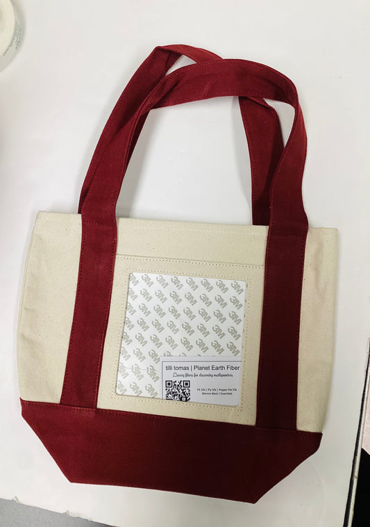 Small Tote Bag with insert for Self Finishing - Cranberry