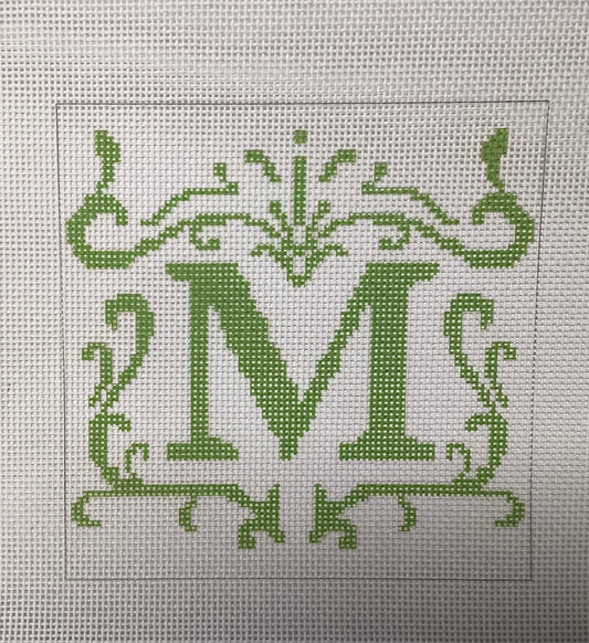 Letter M Filigree - green