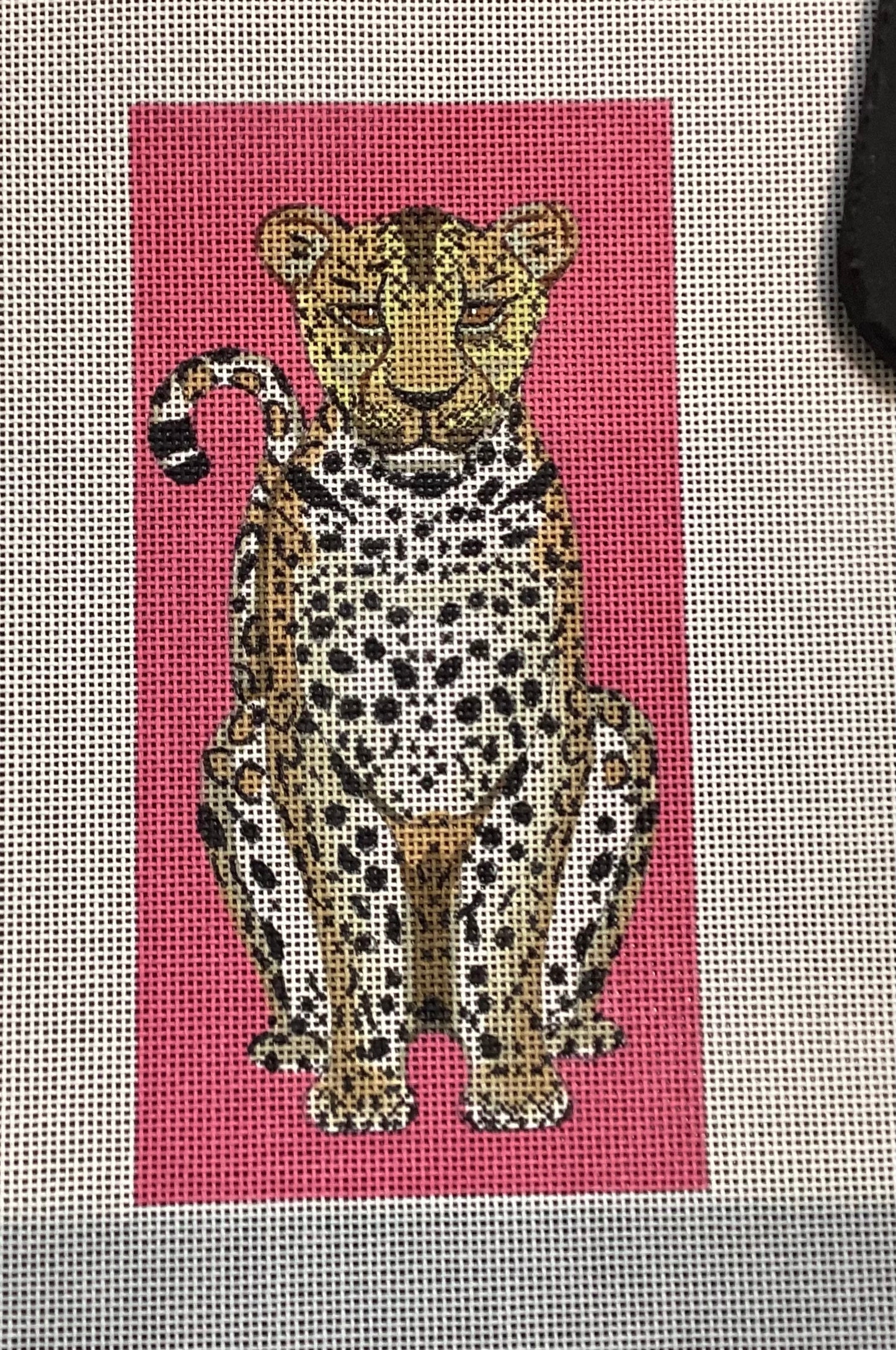 Leopard Eyeglass Case - pink Needlepoint