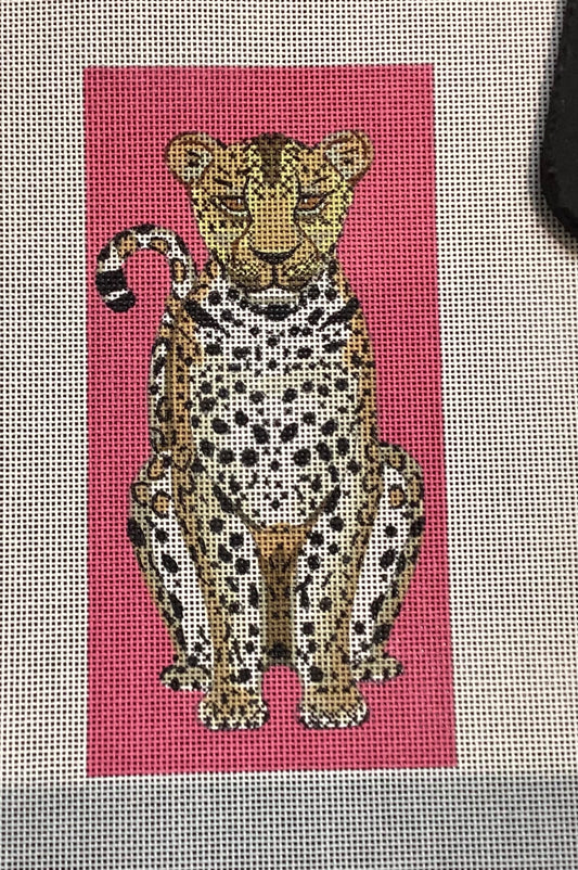 Leopard Eyeglass Case - pink Needlepoint