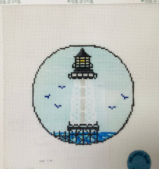 Florida Alligator Lighthouse Round Needlepoint