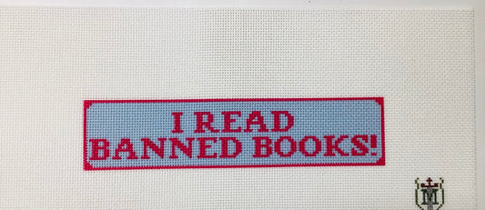 I Read Banned Books Bookmark Needlepoint Blue/Pink
