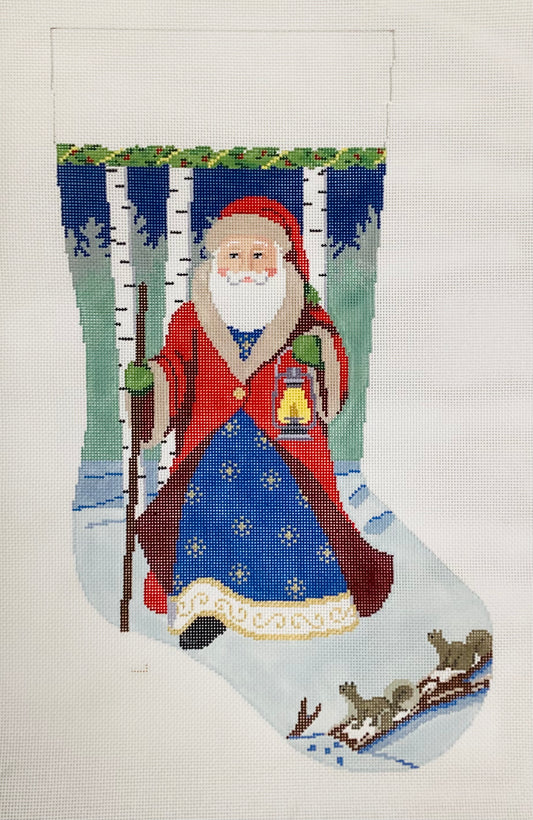 Santa's Lantern Walk Needlepoint Stocking
