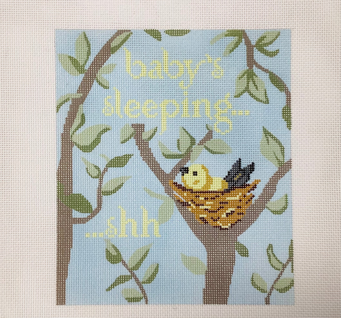Baby Bird Sleeping Needlepoint Canvas