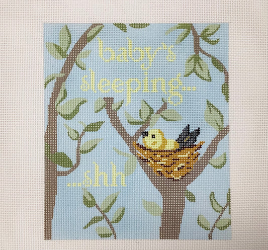 Baby Bird Sleeping Needlepoint Canvas