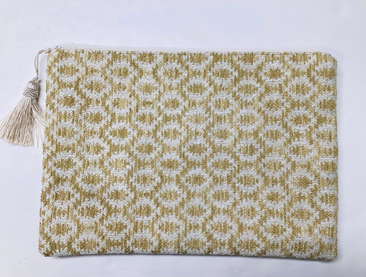 ANNA clutch bag Tan and White