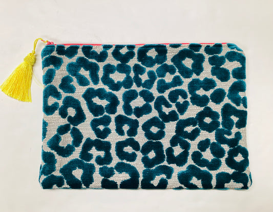 ANNA clutch bag teal animal