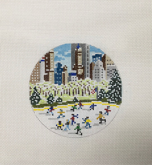 City Ice Skate Ornament Needlepoint Canvas