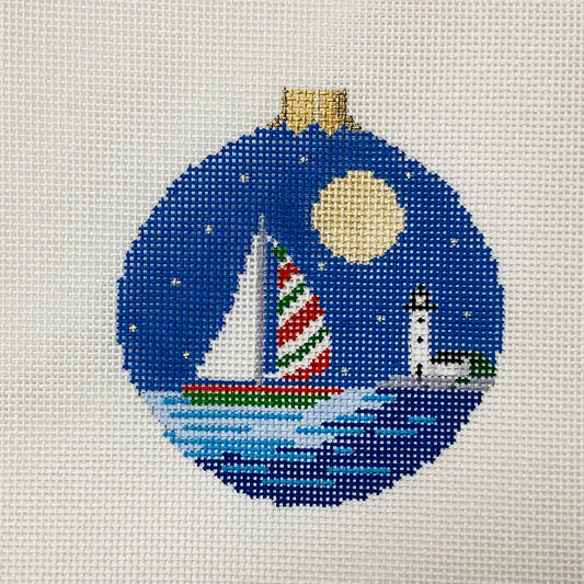 Christmas Sailboat Needlepoint Ornament