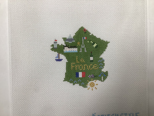 Map of France Needlepoint Canvas