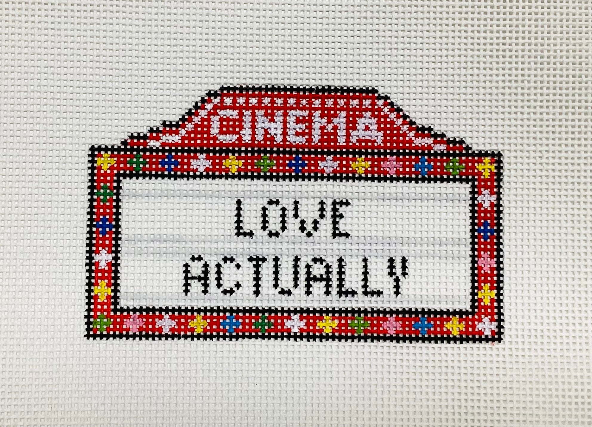 Love Actually Marquee Needlepoint ornament – Wool and Willow
