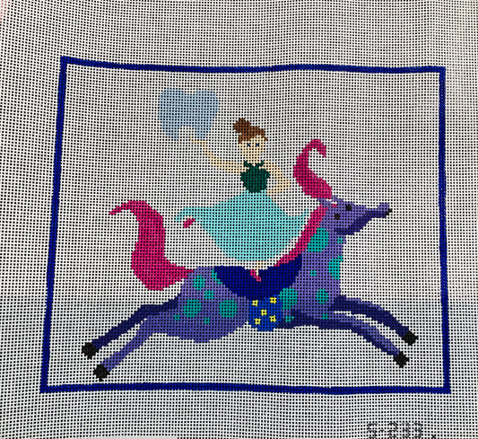 Girl on Horse Tooth Fairy Needlepoint Canvas