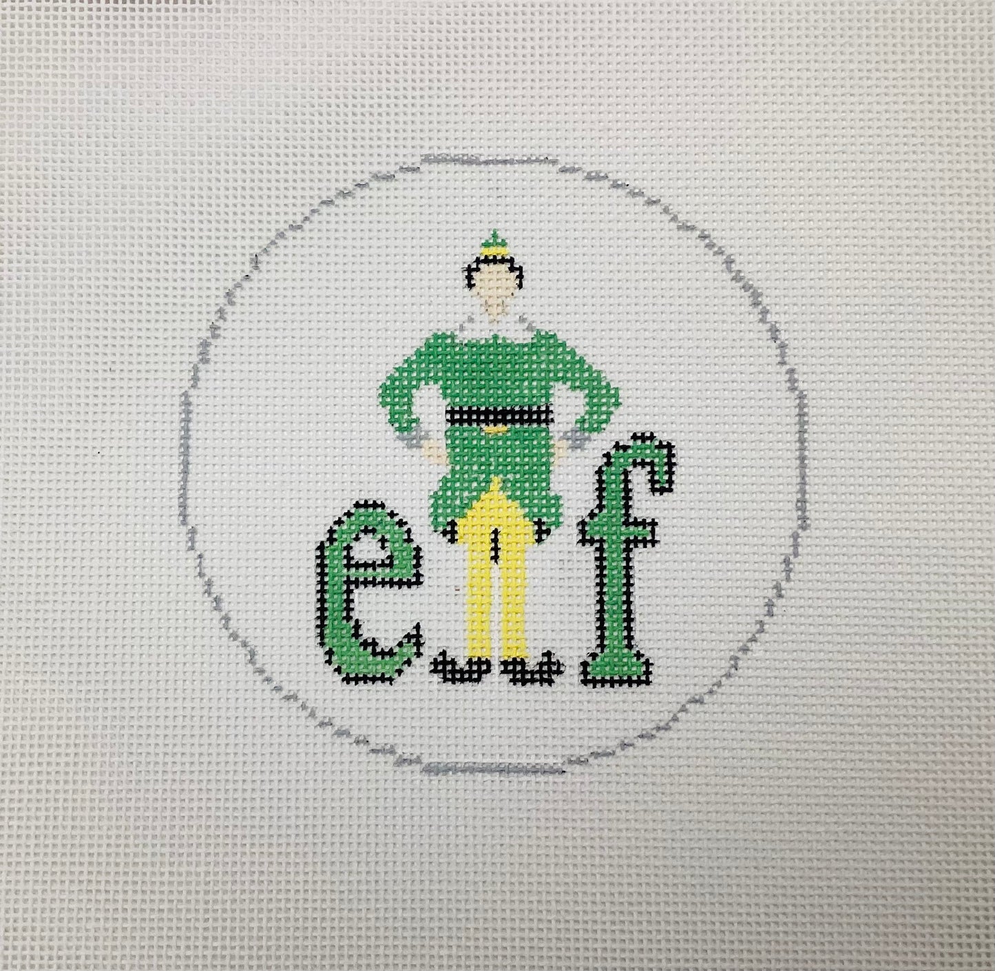 Elf Movie Round Needlepoint Canvas