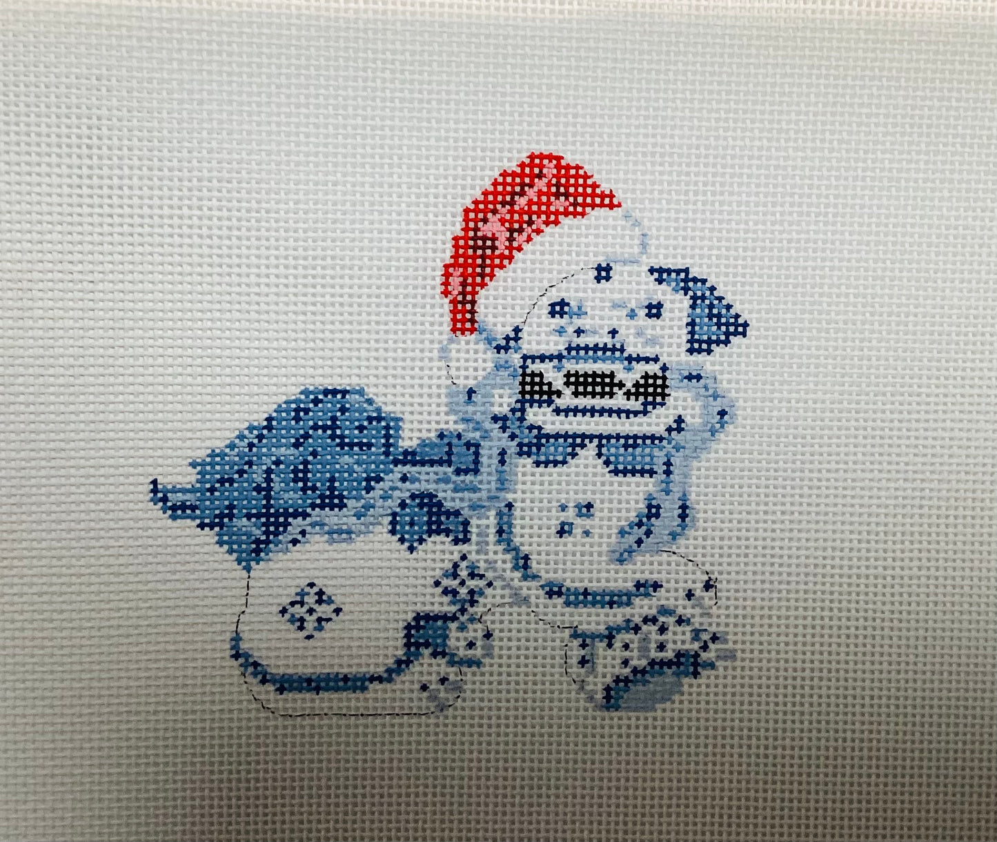 Foo Dog with Santa Hat Needlepoint Canvas