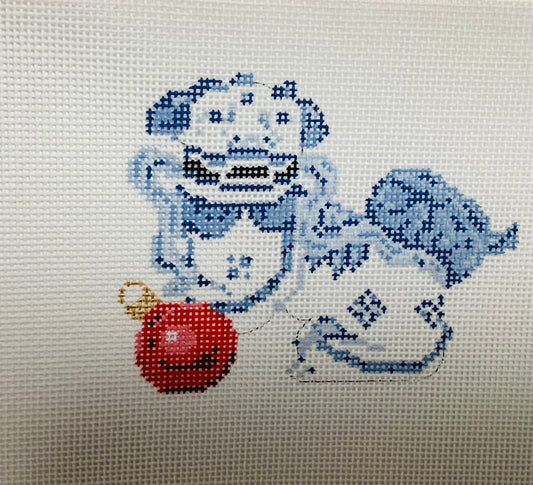 Foo Dog with Ornament Needlepoint Canvas