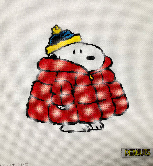 Peanuts Winter - Snoopy in Puffer Coat Needlepoint Canvas