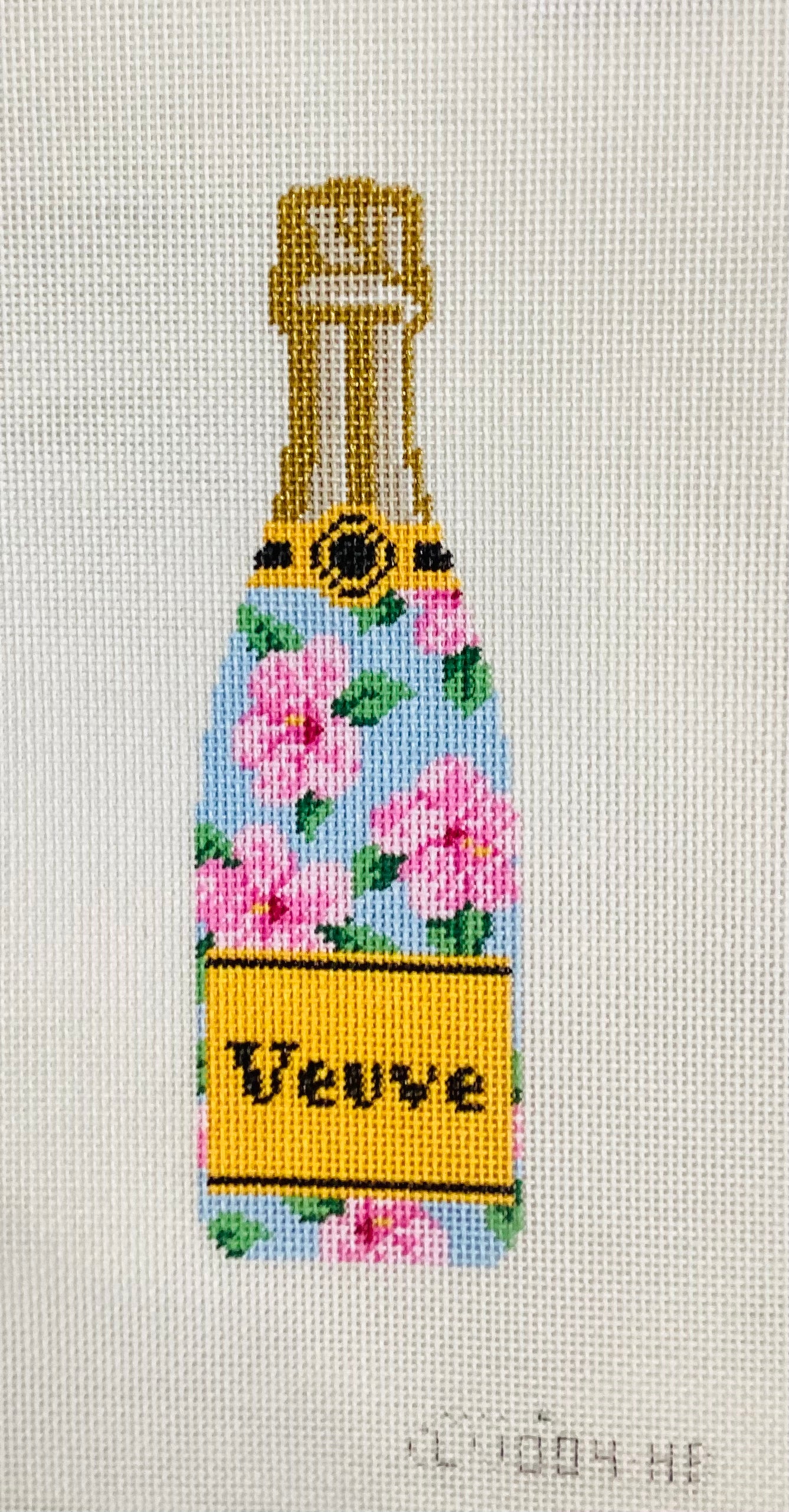 Veuve bottle- Hibiscus Needlepoint Canvas
