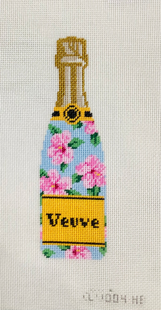 Veuve bottle- Hibiscus Needlepoint Canvas