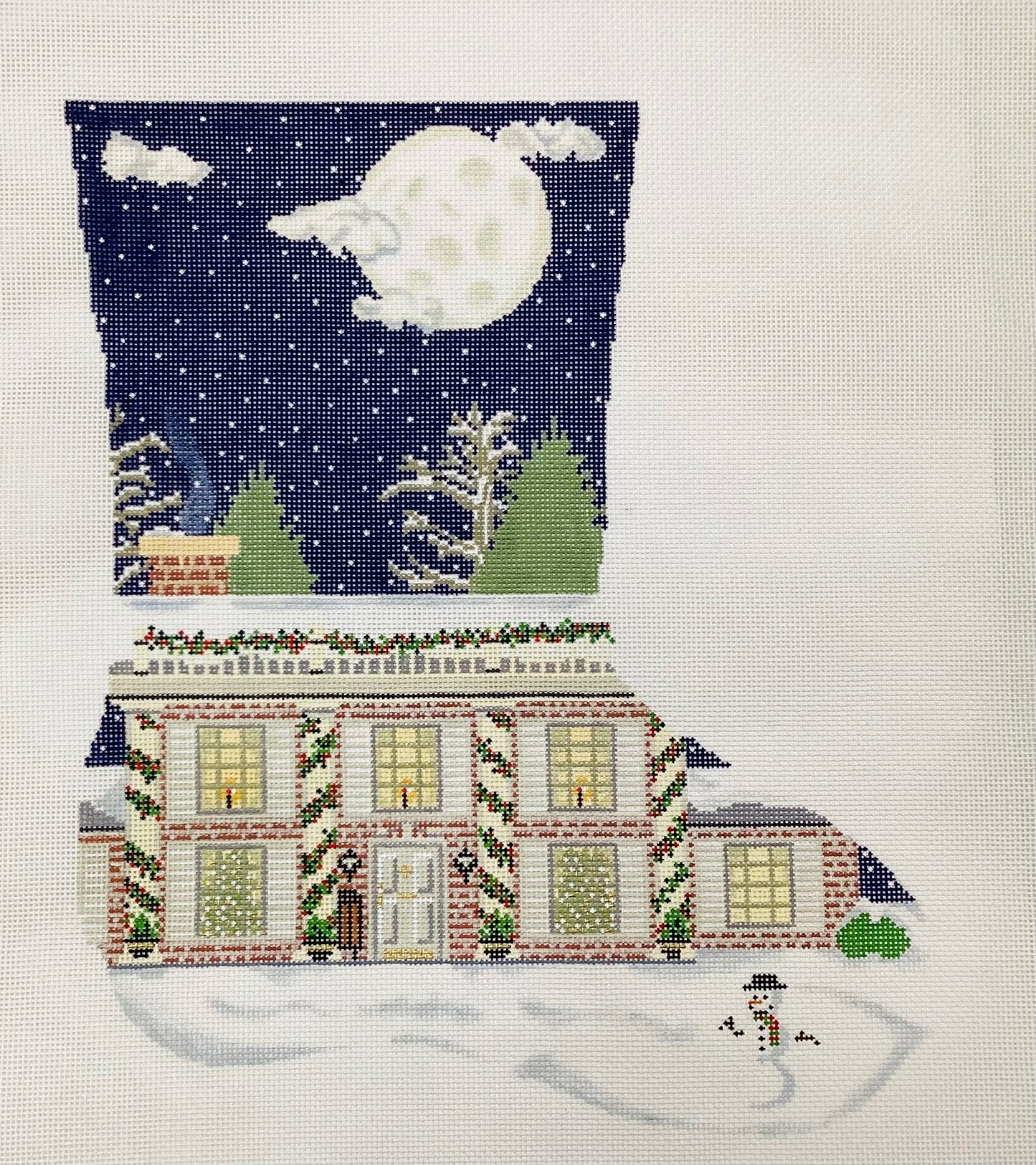 Home for the Holidays Needlepoint Stocking