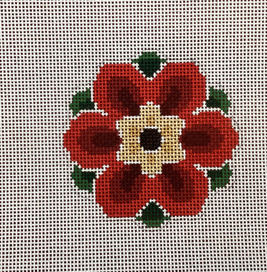 Red-Gold-Green Flowers Needlepoint Canvas