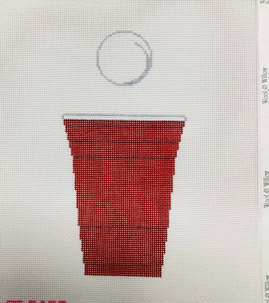 Red Pong Cup Needlepoint Canvas